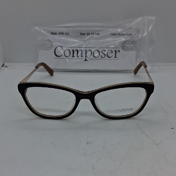 NWT Rxable Composer CPE107 Brown And Gold Eyeglass Frames